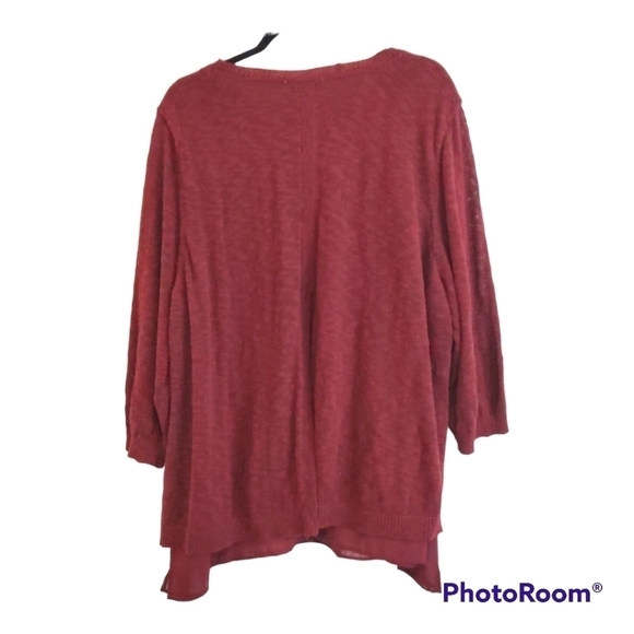 CJ Banks maroon knit and sheer sweater 3/4 sleeve plus size 3X - Picture 3 of 7